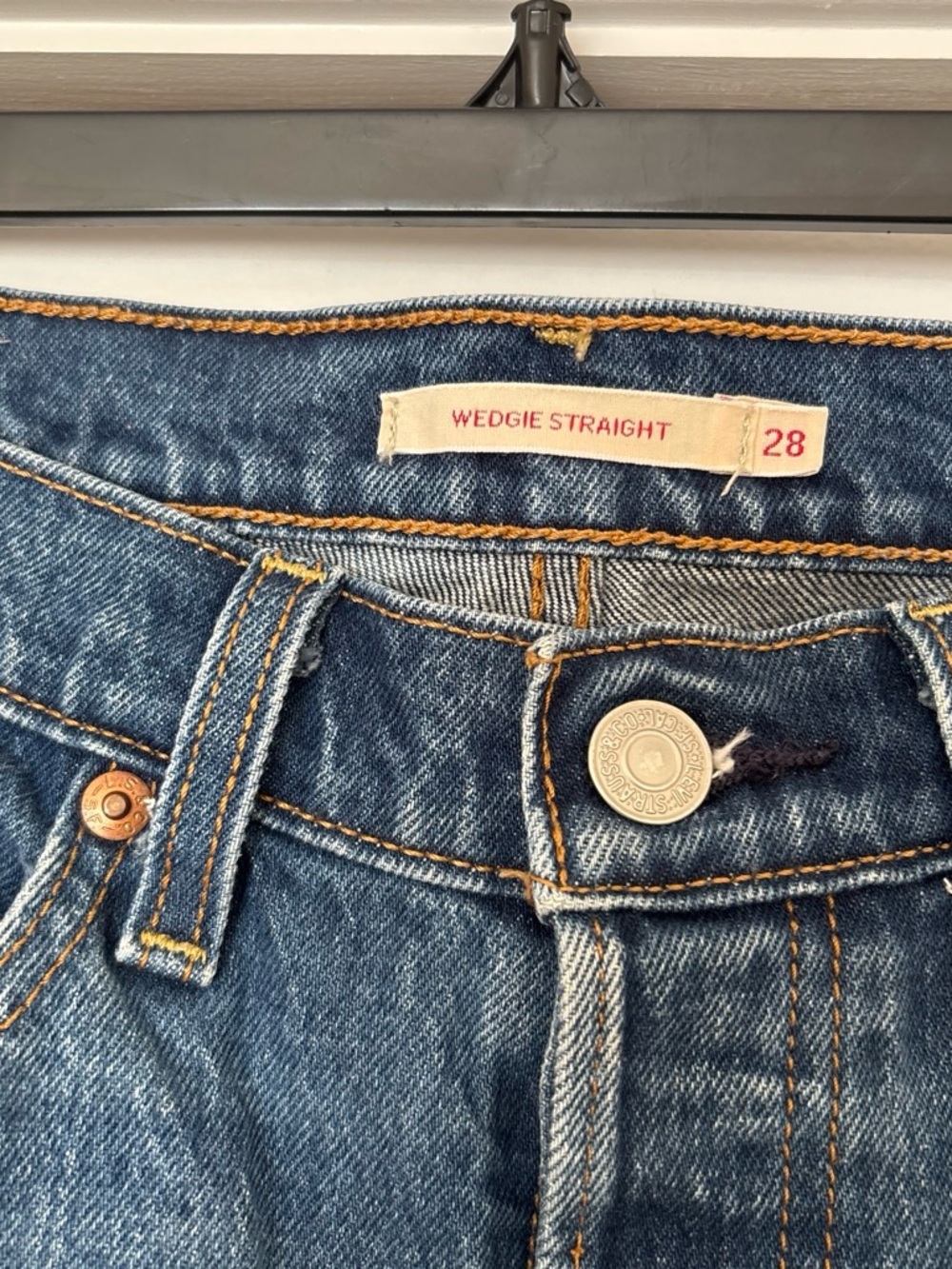 Levi's Women's Wedgie Straight-Leg Jeans - Dark Blue - Picture 3 of 7
